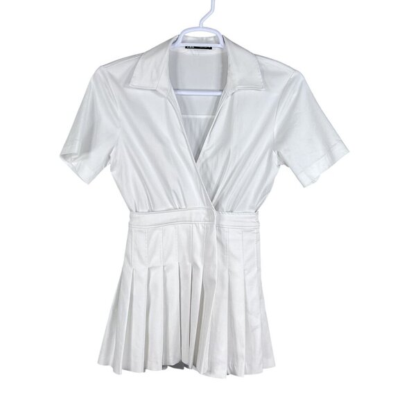 Zara Womens XS White Pleated Wrap Tennis Skort Dress Pickleball Preppy Old Money - Picture 11 of 15